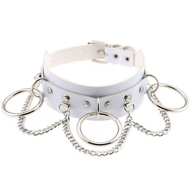 Collier Ras-de-Cou Ajustable Chaîne Multicouche Confortable pour Pendentif Ras-de-Cou en Cuir PU Fille Femme Punk Collier Anneau O