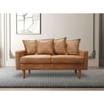 thumbnail image 1 of Koby Home 58" Mid-Century Loveseat Sofa Seat Faux Leather Sofas Couches 2-Seater Camel Brown, 1 of 5
