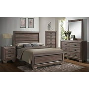 Kings Brand Furniture - 6-Piece Black / Brown Modern King Size Bedroom Furniture Set, Bed, Dresser, Mirror, Chest & 2 Night Stands