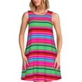 thumbnail image 1 of Fotbe Colorful Mexican Stripes Vestido de Verano sin Mangas para Mujer – Vestido Midi Línea A, Estilo Camiseta Floral, Vestido Playero Casual y Fluido, 1 of 7
