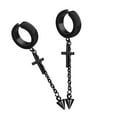 thumbnail image 4 of Pendientes largos cruzados Salvador de acero de titanio negro 2.52 pulgadas, 4 of 10