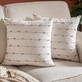 thumbnail image 4 of 2 fundas de almohada bohemias de 18.0 x 18.0 in, lino beige y natural, fundas de almohada decorativas modernas para granja, 4 of 6