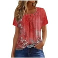 thumbnail image 2 of Runfenguu Graphic Tees For Women Oversized Funny Graphic Tees For Women Women'S Printed Pleated Short Sleeved T-Shirt Loose Loose Comfortable And Casual Plus Size Top, 2 of 5