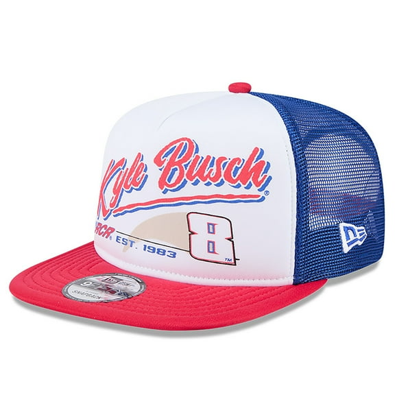 Men's New Era Black Kyle Busch 9FIFTY A-Frame Retro Script Snapback Hat