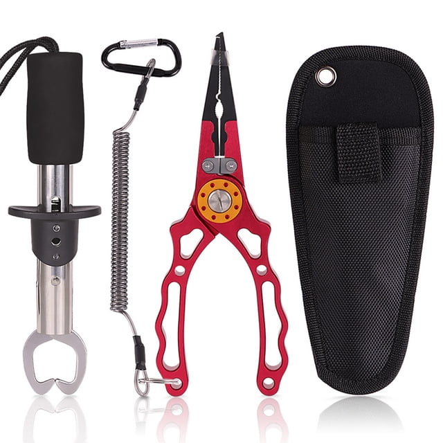 Kenally Kit de alicates de pesca, removedor de anzuelos de aleación de aluminio, portátil, agua dulce, agua salada, mar, lago, barco, equipo de Herramientas manuales Rojo Kenally TO009763-01