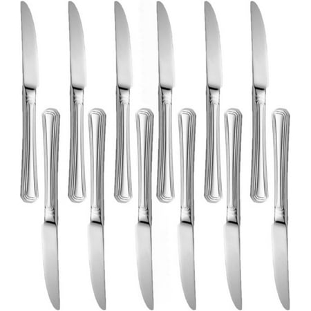 

TrueCraftware- Set of 12 Stainless Steel Wilshire Dinner Knife- Stainless Steel Flatware Cutlery Kitchen Tableware Set for Home and Restaurant Butter Knife Spreader Table Knives