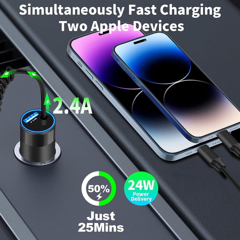cigarette lighter to lightning adapter Lightning To Cigarette Lighter Adapter With Extra USB Port
