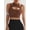 Brown, variant on Women's Ribbed Cutout Sports Bra, Sleeveless Sexy Fitted Crop Tops, Stylish Crop Top with Wide Straps for Yoga, Gym and Fitness