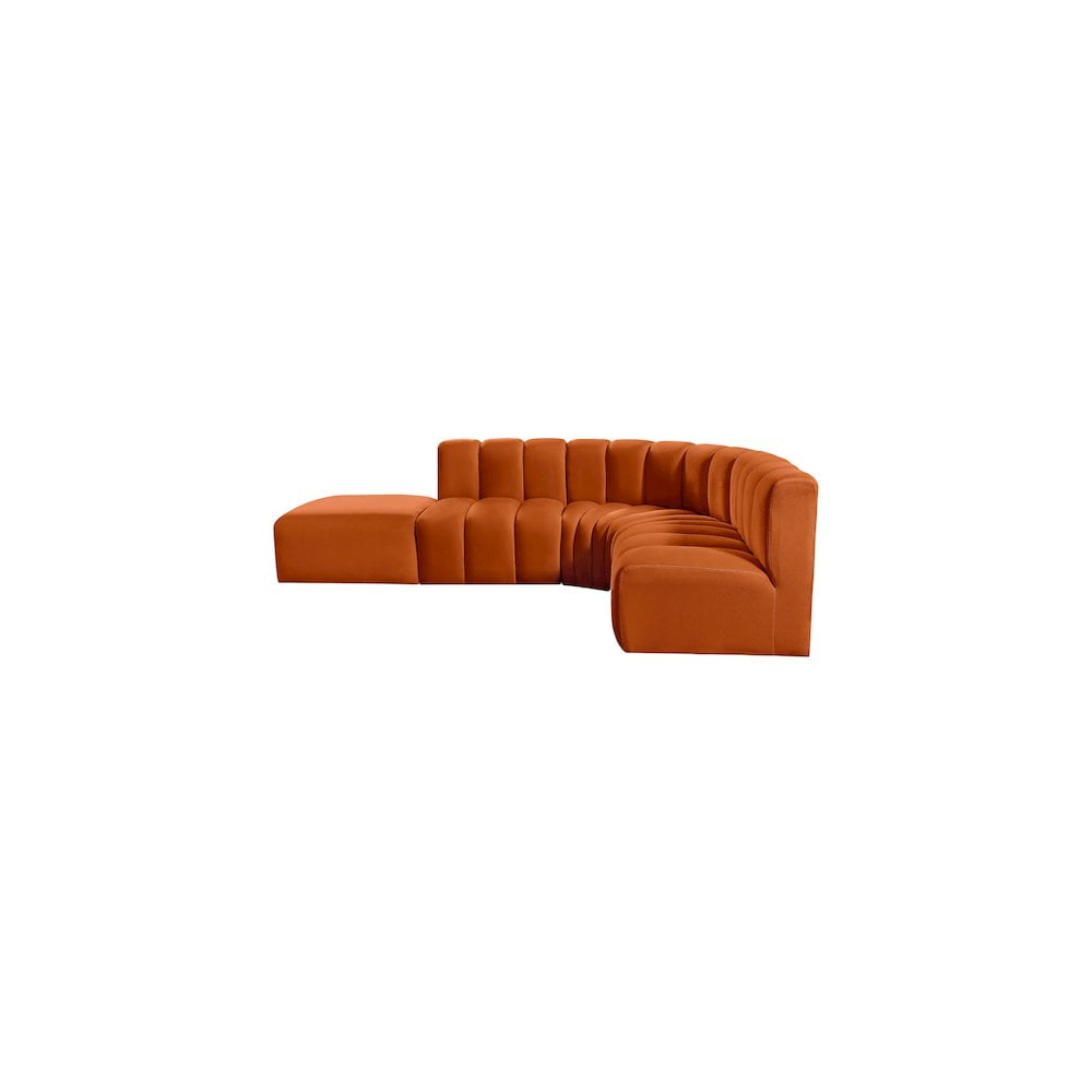 Meridian Furniture Arc Cognac Velvet Modular Sectional
