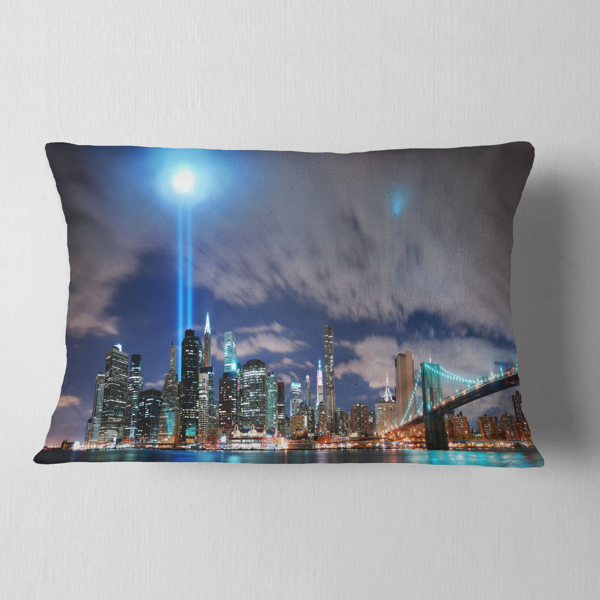 Designart Manhattan Panorama - Cityscape Photo Throw Pillow - 12x20