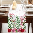 thumbnail image 3 of Table Runners 72 Inches Long Dress Scarves, Valentine's Day Farmhouse Kitchen Table Runner, Coffee Tablerunners, Pink Red Roses Love Heart Eucalyptus Leaves 16x72 Inch, 3 of 9