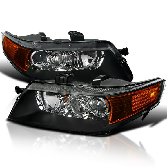 Spec-D Tuning Black Projector Headlights Compatible with 2004-2005 Acura TSX With Stock Xenon HID Headlights, Left   Right Pair Headlamps Assembly