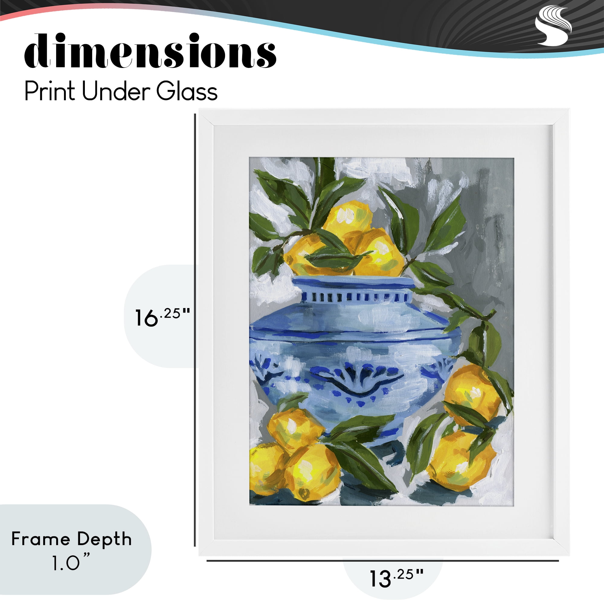 Stupell Industries Indigo & Lemon Vase White Framed Print Under Glass, design by Melissa Wang