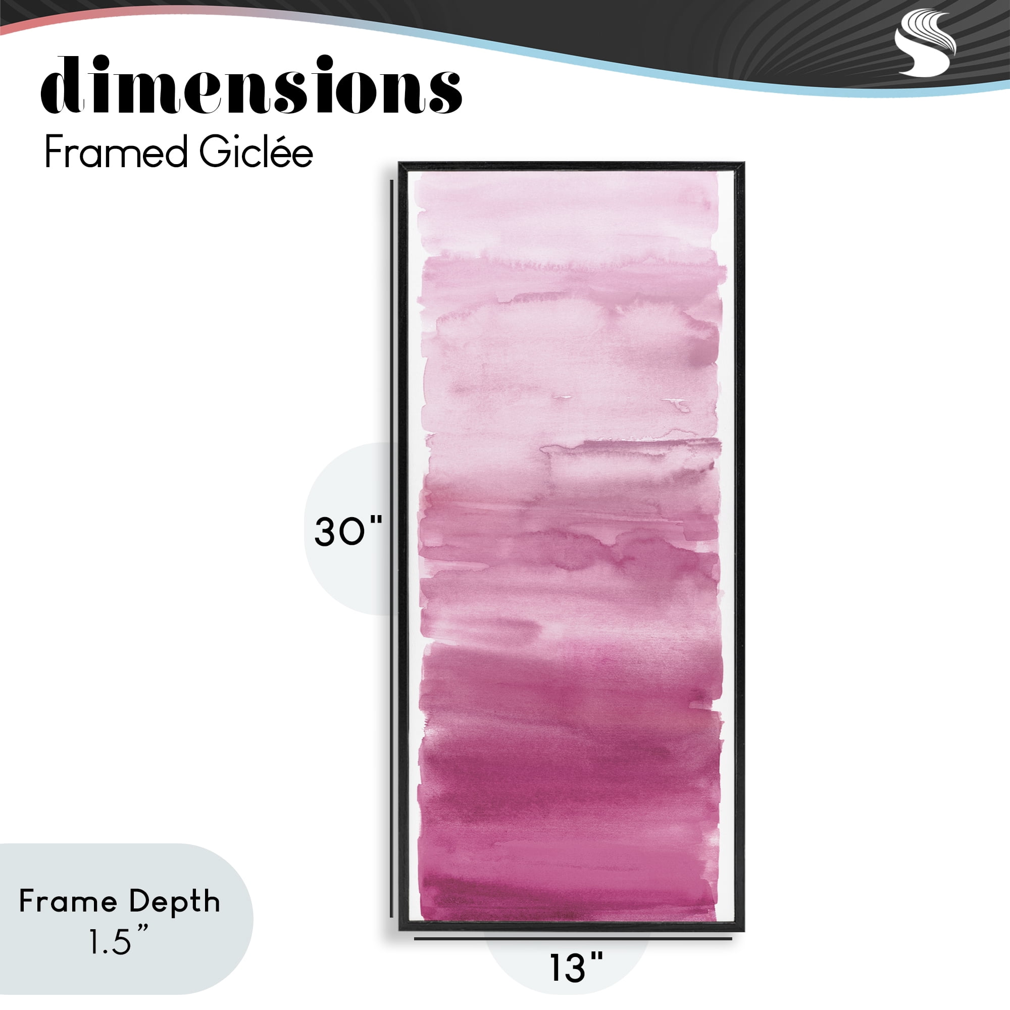 Stupell Industries Blush Blend Gradient Black Framed Giclee Art, design by Allie Corbin