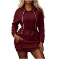 thumbnail image 4 of Lnmiateer Women Long Sleeve Oversized Sweatshirt Mini Dress with Hood Cozy Cut For Fall Casual Weekend Daily Occasions, 4 of 8