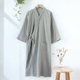 thumbnail image 2 of PMVFHDE Men's Japanese Kimono Nightdress Lightweight Breathable Yukata Bathrobe Mens Pajamas Summer Sauna Gown Sleepwear Grey，M, 2 of 8