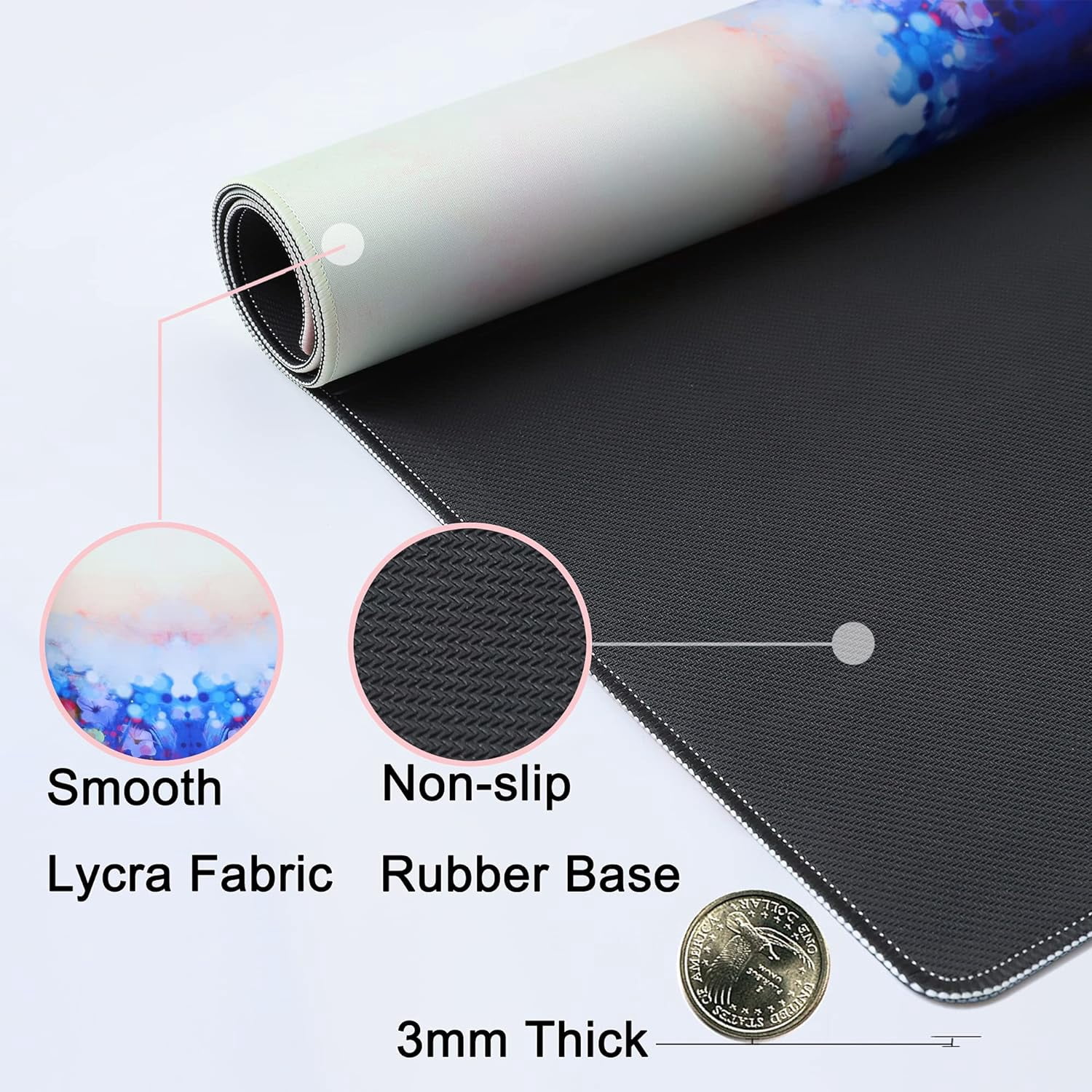 Desk Mat,Large Mouse Pad 35''×15.6''×0.12'' XXL Extended Gaming Mouse Pad Mat with Non-Slip Base Stitched Eges Mousepad for Computer,Office,Keyboard and Laptop - Oil Painting