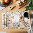 thumbnail image 2 of Easter Rabbits Placemats Set of 6 Watercolor Floral Cute Bunny Plants Spring Place Mats Indoor Wipeable Table Mats Washable Dining Table Placemats for Kitchen Holiday Party Home Decor 13x19 Inch, 2 of 9