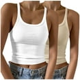 thumbnail image 2 of QUINDOS Athletic Tank Tops for Women Ribbed 2 Pack Summer Camisoles for Women Plus Multi Pack Sleeveless Workout Spaghetti Strap Crew Neck Shirts Tops Slim Fitted Solid Color Undershirts, 2 of 6