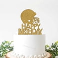 thumbnail image 1 of Birthday Cake Topper Gold Glitter, Football Cake Topper, Birthday Cake Topper, Personalized Cake Topper, Football Cake, Football Helmet Cake Topper, Food-Safe Wood, 6 Inch, 1 of 2