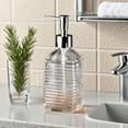 thumbnail image 4 of Horizontal Stripe Glass Soap Dispenser Bottle, Press Type Pump Liquid Soap Container for Hand Soap, Shampoo, Body Wash, Refillable and Durable Design, 4 of 5
