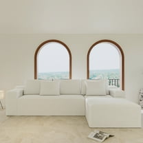 107" Cloud Sectional Sofa with L-Shape Chaise, Plush Corduroy Fabric Modular Couches for Living Room, No Assembly Required, Deep Seating Upholstered Sofa, White