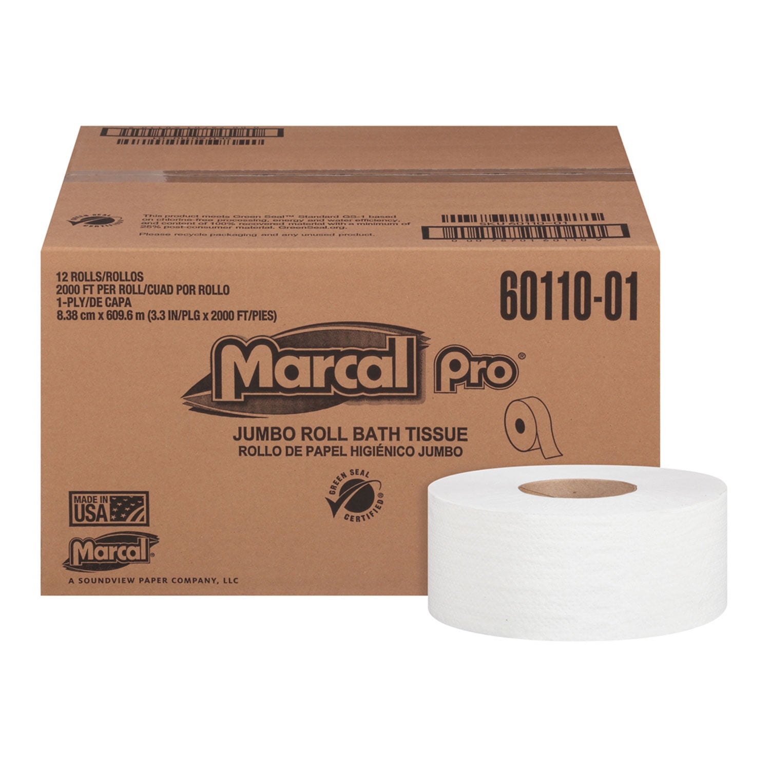 Marcal PRO 100% Recycled Bathroom Tissue White 240 Sheets/Roll 48 Rolls/Carton 