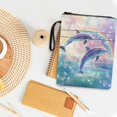 thumbnail image 4 of HELLHERO 1 pc Paperback Book Cover with Zipper Protector Wrap Bag Book Organzier Holder with Pocket for Men Book Organzoer Holder, Rainbow Dolphin Design, 4 of 8