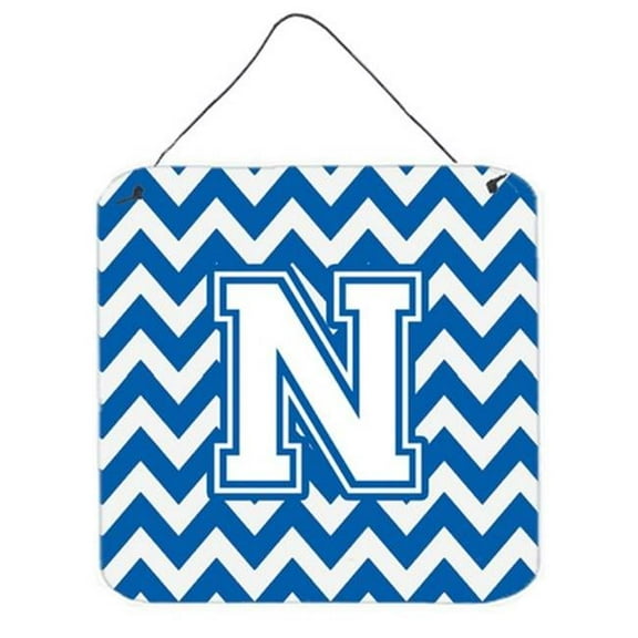 Letter N Chevron Blue & White Wall or Door Hanging Prints, 6 x 0.02 x 6 in.