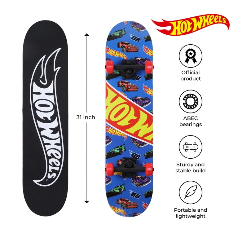 Hot Wheels 31" Complete Skateboard, Blue Car Design photo 2