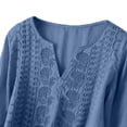 thumbnail image 5 of Womens Tops Cotton Linen Pleated 3/4 Sleeve Casual Solid Trendy Tops, 5 of 8