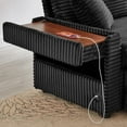 thumbnail image 6 of 68" Double Chaise Lounges Indoor, Chenille Upholstered Loveseat Sofa Bed with Charging Station, Hidden Table Armrests and Storage Ottomans for Living Room, Black, 6 of 8
