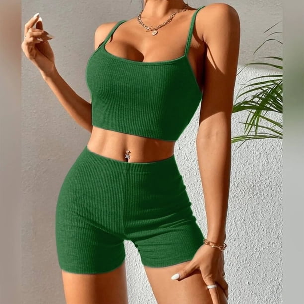 Trajes deportivos de Fitness para mujer, ropa de gimnasio de Color sólido, jersey de cintura elástica con cuello redondo FLhrweasw Nuevo