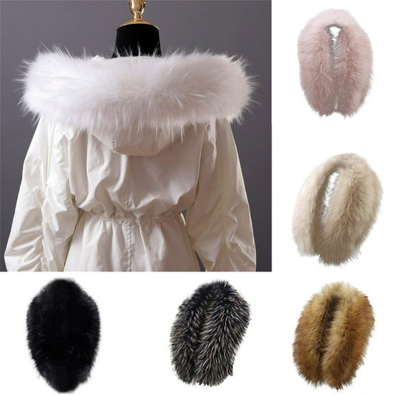 Women's Faux Fur Collar Scarf, Detachable Winter Fur-Look Neck Wrap, Plush Shawl Collar for Coats and Jackets, Warm Fake Fur Stole for Women, Elegant Evening Wear Accessory Beige