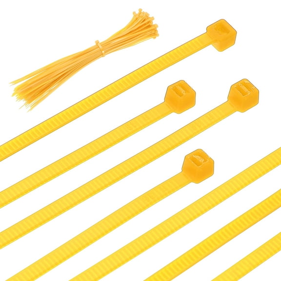Uxcell 8 Inch Cable Zip Ties Self-Locking Nylon Wire Ties Heavy Duty Zip Tie with 50 LBS Tensile Strength (0.1"W) Yellow, 100 Pcs