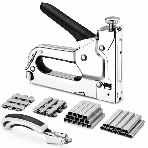 4-in-1 Manual Heavy-Duty Staple Gun with Remover, Includes 4000 Staples for Upholstery, Carpentry, DIY Projects, and Furniture Repair