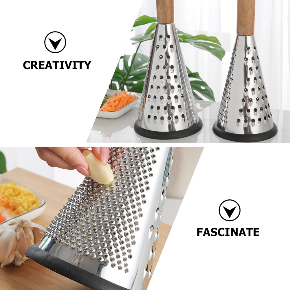 Restaurant Parmesan Cheese Grater Non Slip Home Stainless Steel Kitchen  Tool Rubber Bottom Shaver Cone Shape Wooden Handle - AliExpress