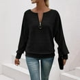 thumbnail image 5 of Sexlip Women Quarter Zip Tops Long Sleeve Ribbed Knit Shirts Loose Casual Loose Winter Fall Pullover Tops Black L, 5 of 7