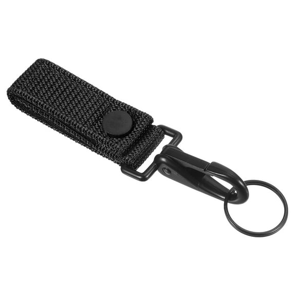 Uxcell Belt Keeper Key Ring, Nylon Webbing Strap Hanging Gear Buckle with Snap Key Holder, Black