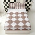 thumbnail image 2 of Erosebridal Khaki Square Abstract Zipper Queen Comforter Set with Fitted Sheet and 2 Pillowcases for Boys Girls, Modern Fashion Rhombus Zipper Bedding Set, Reversible, 4-Piece, 2 of 7