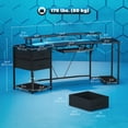 thumbnail image 3 of HOMCOM 79 inch Gaming Desk, Industrial Computer Desk with RGB Lights, Black, 3 of 10