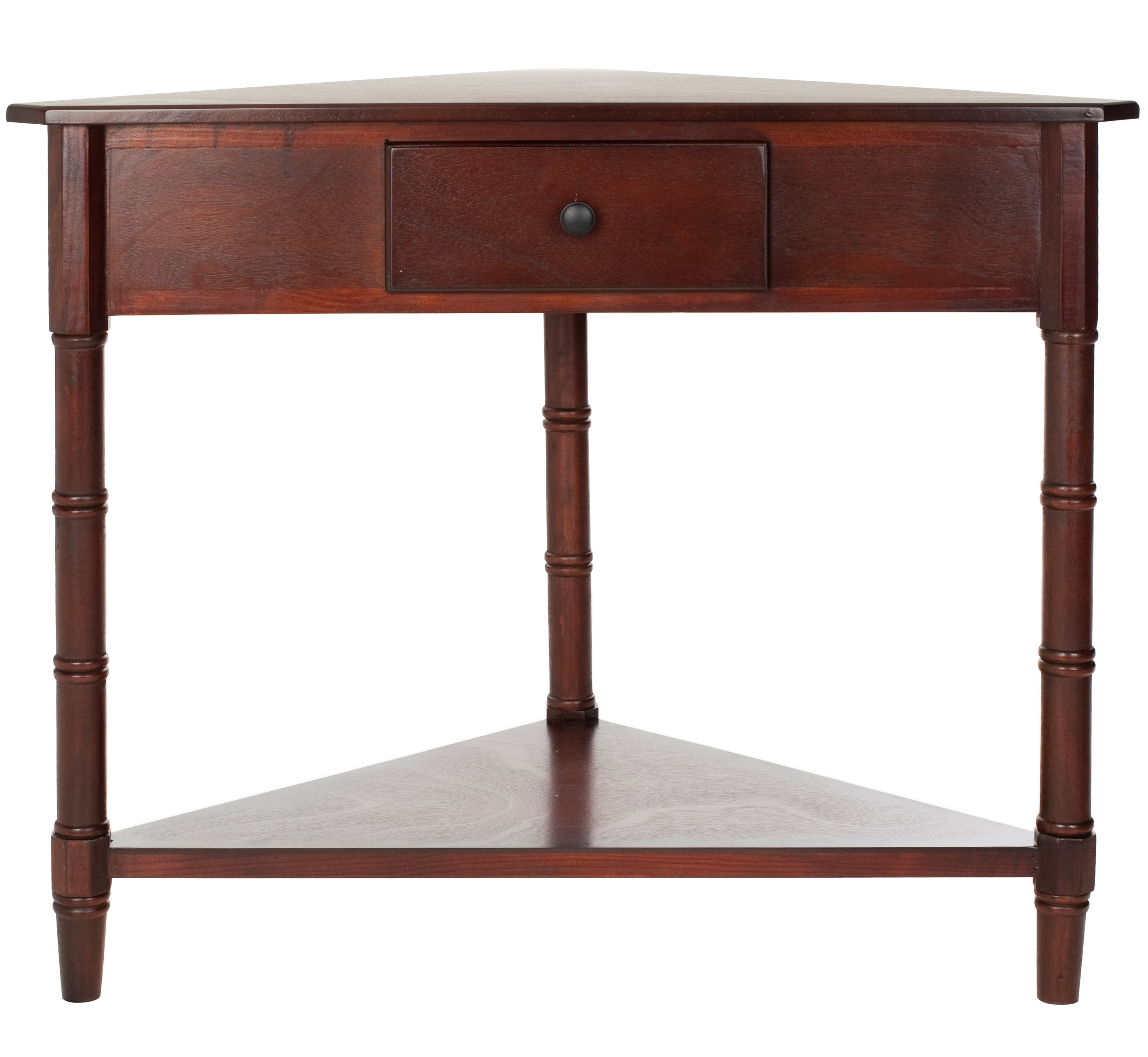 SAFAVIEH Gomez Solid Casual Corner Table With Storage Drawer, Dark Cherry
