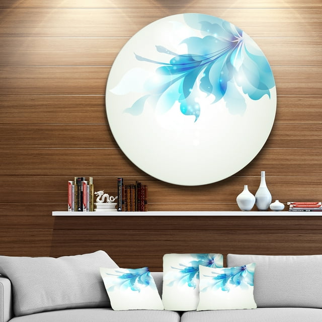 Designart - Art Mural Cercle en Métal Fleurs Abstraites Bleues Tendres