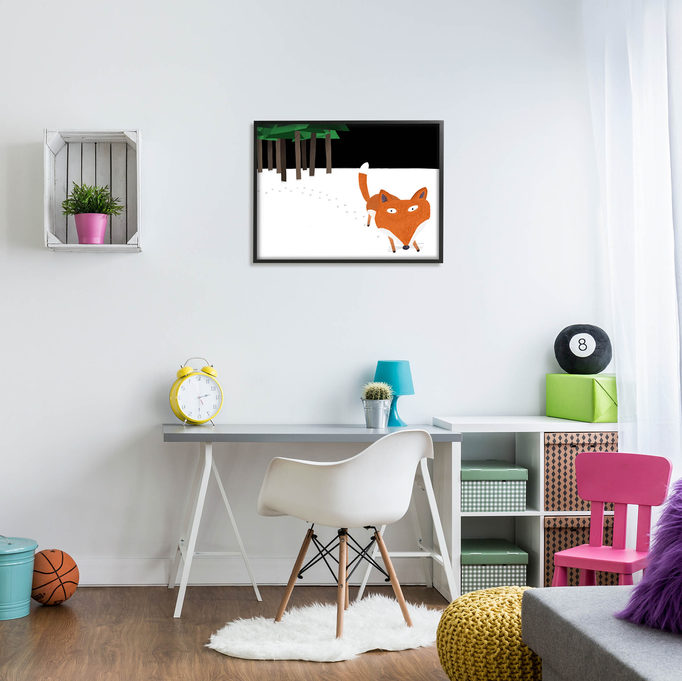 Stupell Industries Snowy Fox Paw Prints Graphic Art Black Framed Art Print Wall Art, Design by Carla Daly
