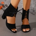 thumbnail image 6 of ZACPNCV Women's Plus Size Peep Toe Ankle Bootie Sandals Lace Up Back Zipper Block Heel Comfort Casual Spring, 6 of 7