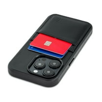 Dockem Genuine Leather Card Case For iPhone 15 Pro with Built-in Metal Plate for Magnetic Mounting, Stitched-on Wallet with 2 Credit Card Holders (Black, M2GL)