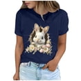 thumbnail image 2 of Tops de Cuello Alto para las Mujeres Amante Impreso Camiseta Cuello Redondo Manga Corta, Poliéster Spandex, 2 of 7