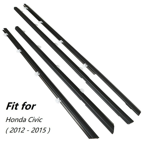 Fit for 12-15 Civic Window Weatherstrip Trim Strip, Weather Stripping Rubber Strips (4 Pcs)