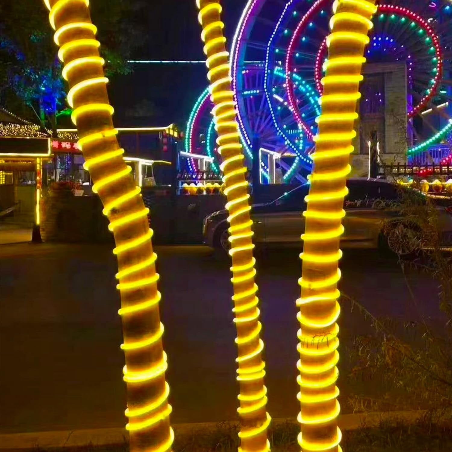 Gold Neon Light Strip 18FT Flexible Neon Rope Lights Indoor Outdoor Led Strip Lights Waterproof 120LEDs/M AC 110VPlug and Neon LED Lights for Bedroom Home Commercial Lighting