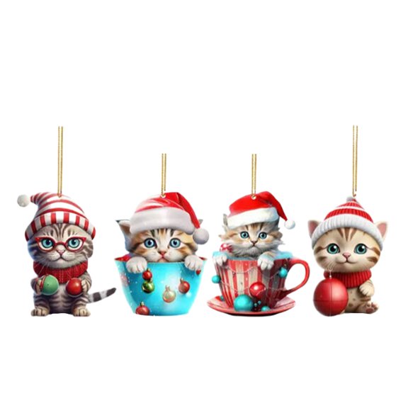 1Set Cat Christmas Hanging Ornament Acrylic Christmas Ornament Festive Acrylic For Holiday Home Decor (Color8)